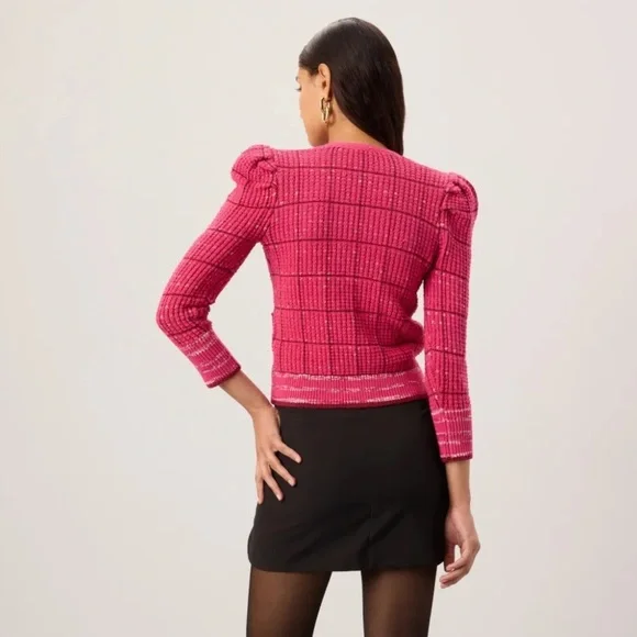NWT L’Agence Jenni Cardigan Sweater Pink Multi L